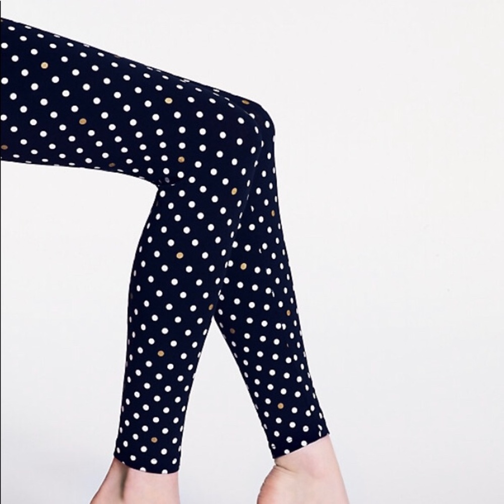 Kate Spade polka dot black, white & gold leggings
